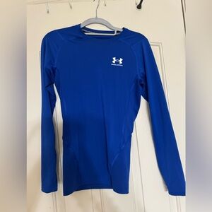 boys blue Under Armour compression shirt. size small
